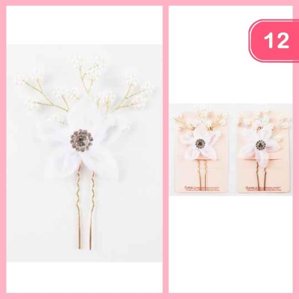 Flower Pearl Hair Pin (12 Units)