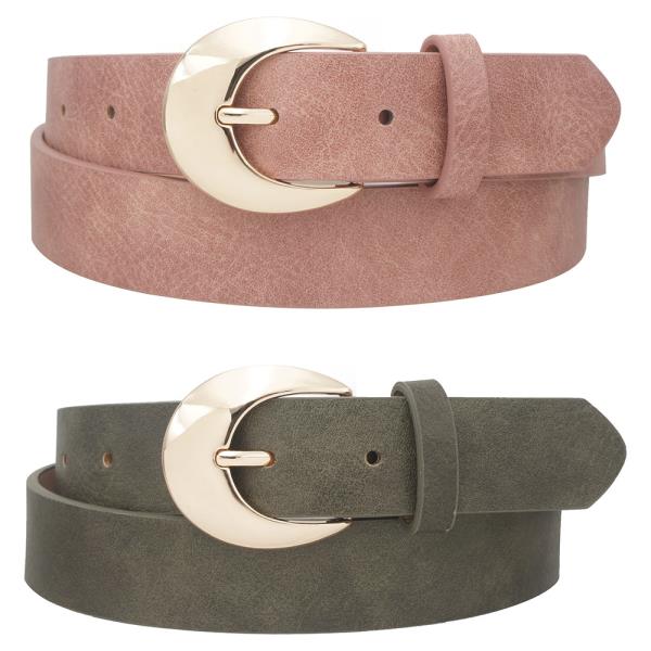 Washed Crescent U Buckle Duo Belt