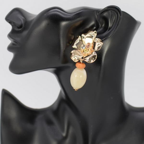 Metal Flower SPW Stone Earring