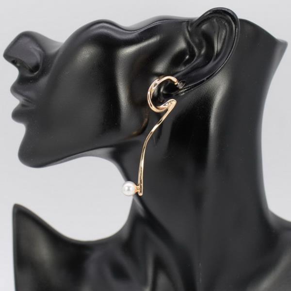 Metal Bar Pearl Drop Earring