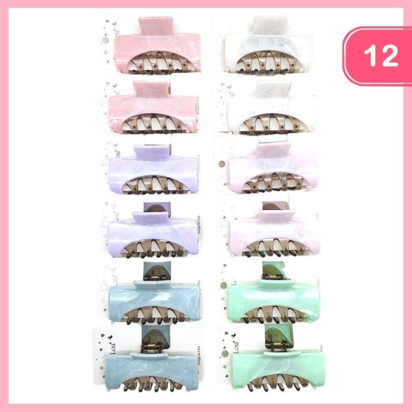 Pastel Marble Design Hair Claw Clip (12 Units)