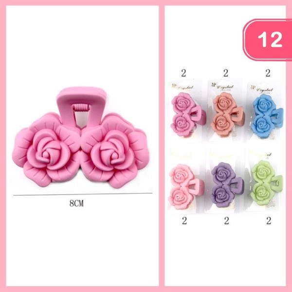 Double Rose Hair Claw Clip (12 Units)
