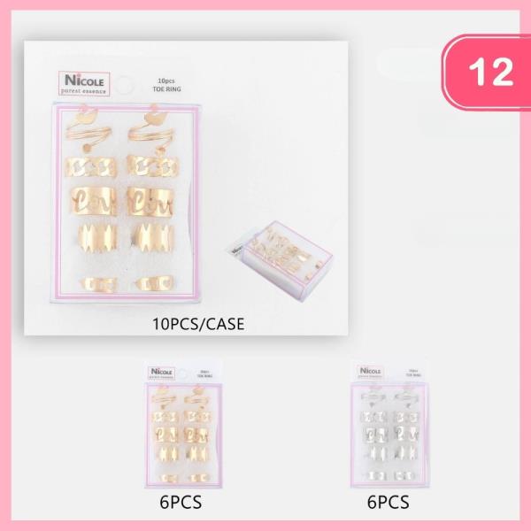 Mixed Metal Toe Rings (12 Units)