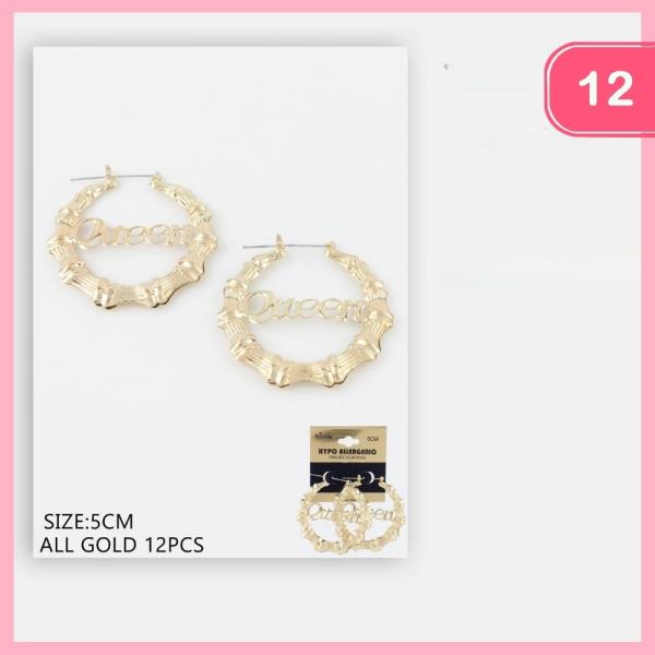 Bamboo Queen Textured Hoop Earring (12 Units)