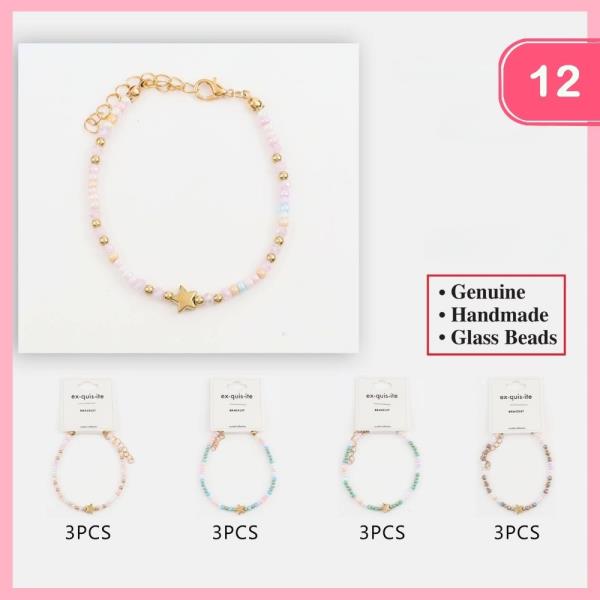 Star Charm Glass Beaded Bracelet (12 Units)