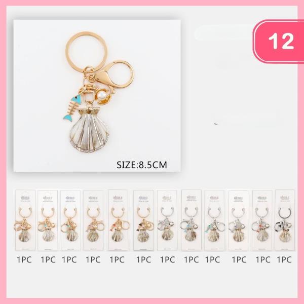 Seashell Pearl Fish Keychain (12 Units)