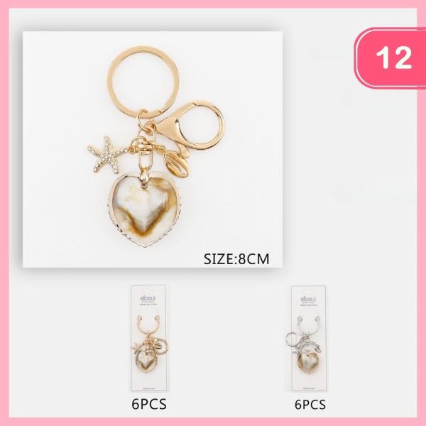 Rhinestone Starfish Shell Keychain (12 Units)