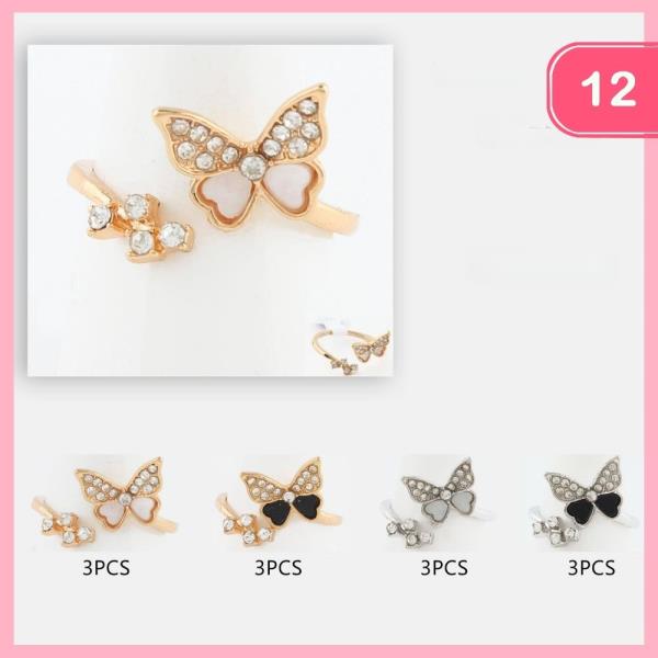 Metal Rhinestone Wrap Around Ring (12 Units)