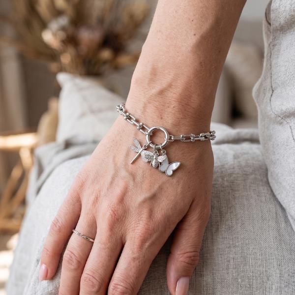 CZ Dragonfly Bee Butterfly Charm Dangling Bracelet