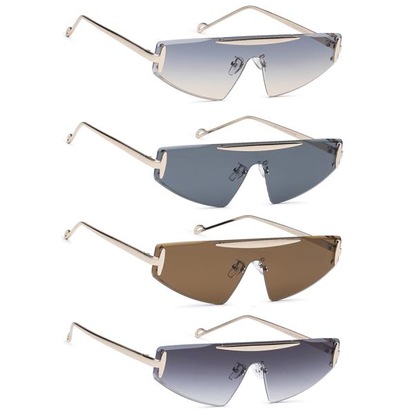 Futuristic Rimless Shield Sunglasses 1DZ