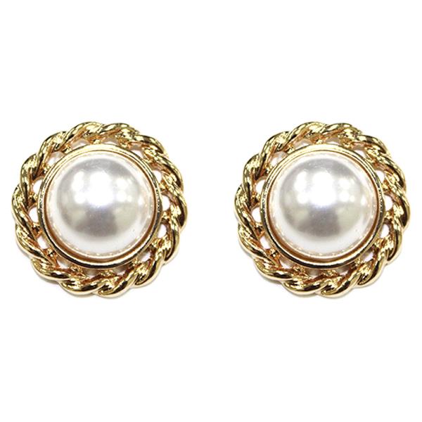Metal Pearl Round Braided Stud Earring