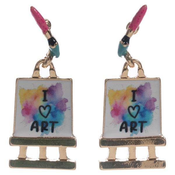 I Love Art on a Canvas W Brush Titanium Earring