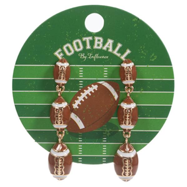 Football Shaped Enameled 3D Drops Post Earring