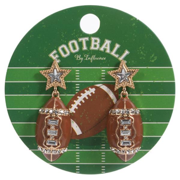 Football Shaped Enameled W Star Post Drop Earring