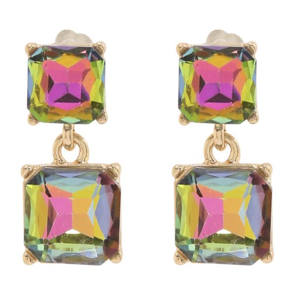 Square Cut Crystal Drop Earring