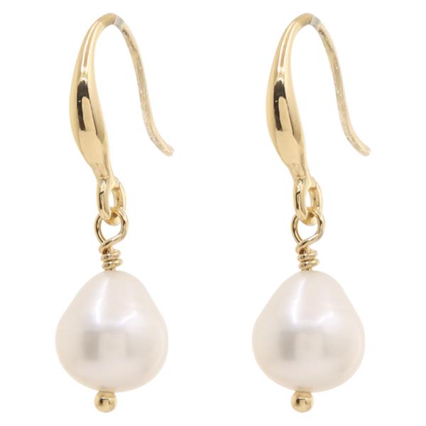 14K Gold Dipped Pearl Dangle Drop Earring