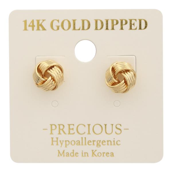 14K Gold Dipped Knotted Stud Design Earring