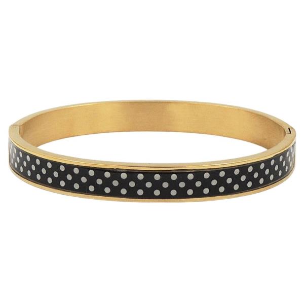 Stainless Steel Polka Dot Hinged Bangle Bracelet