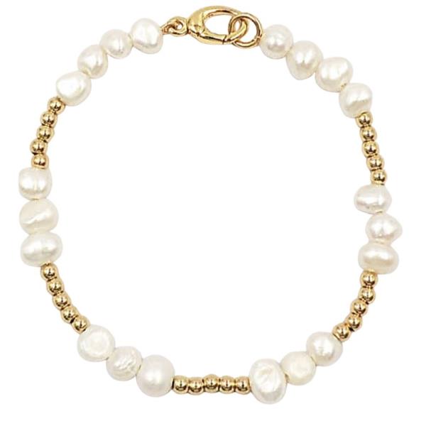 18K Baroque Pearl CCB Link Bracelet