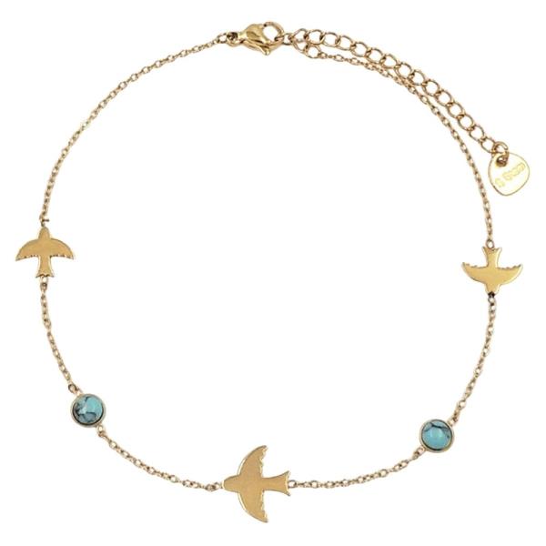 Stainless Steel Bird Semi Stone Station Anklet