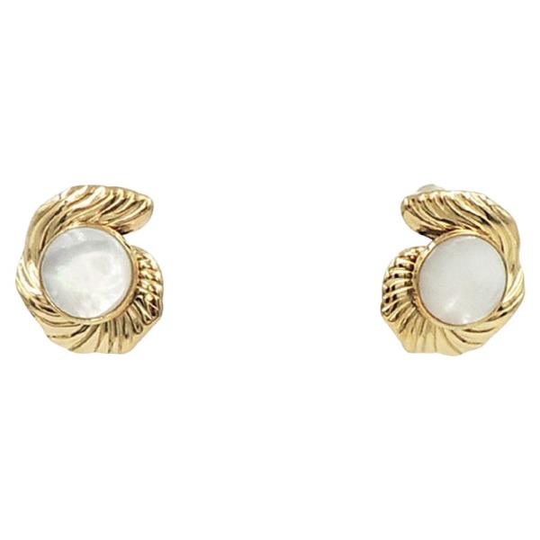 Stainless Steel MOP Texture Circle Earring