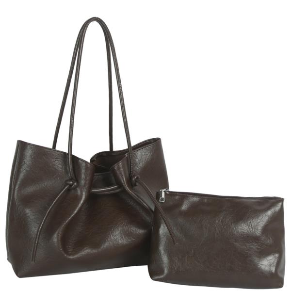 2IN1 Retro Shoulder Tote Bag W Zipper Pouch