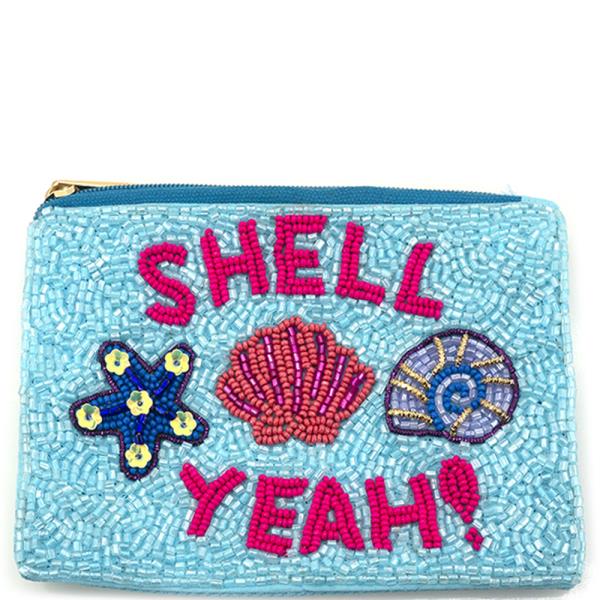 Seed Bead Shell Yeah Coin Purse
