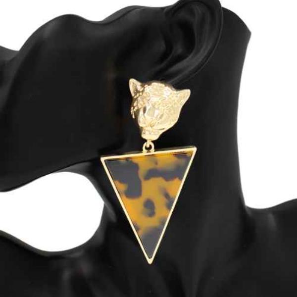 Leopard Triangle Drop Earring