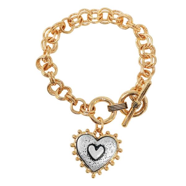 Heart Toggle Charm Bracelet