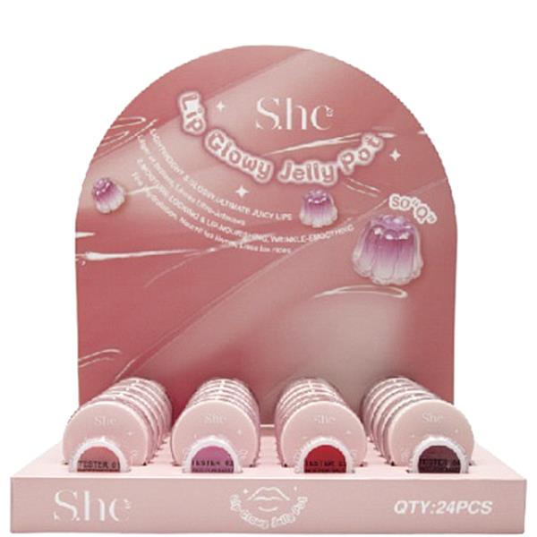 SHE MAKEUP LIP GLOWY JELLY POT (24 UNITS)