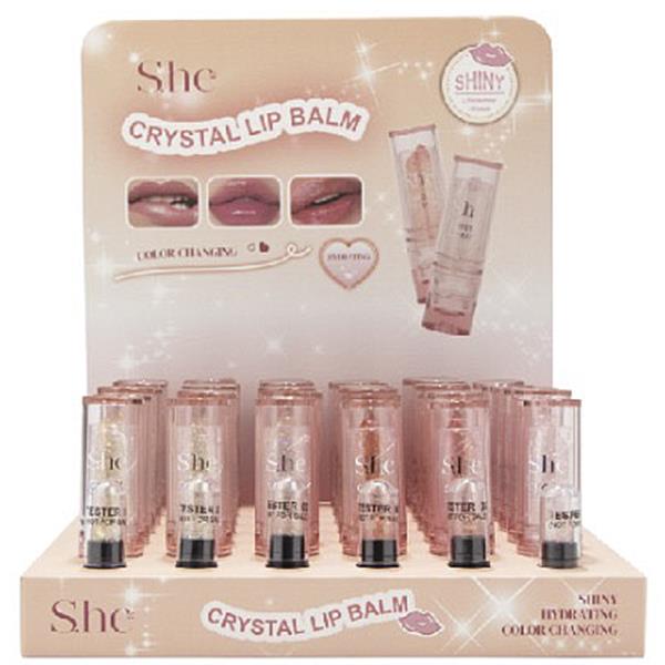 SHE MAKEUP CRYSTAL LIP BALM (36 UNITS)