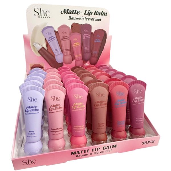 SHE MAKEUP MATTE LIP BALM (36 UNITS)