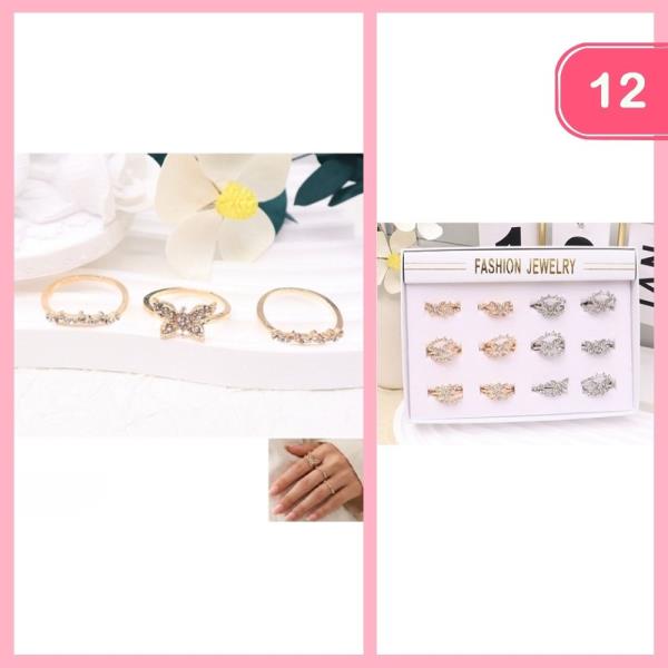 Rhinestone Stackable Rings (12 Units)