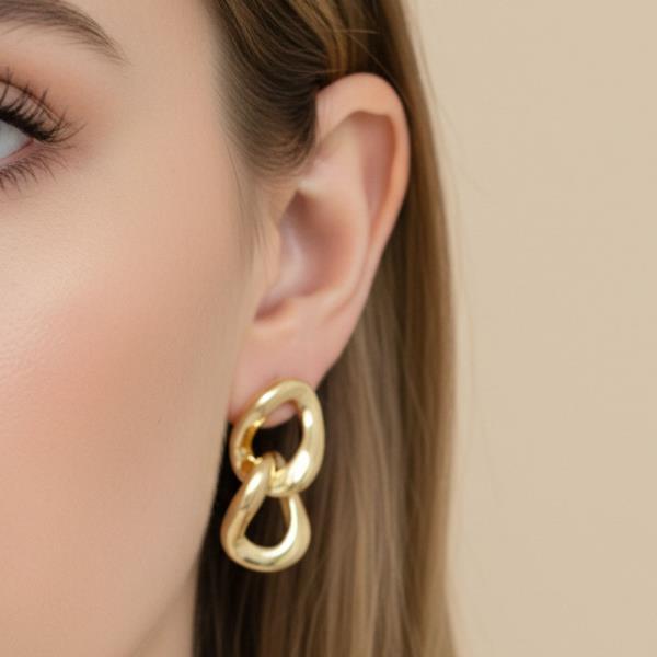 14K Gold White Dipped Interlocking Drop Earrings