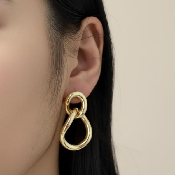 14K Gold White Dipped Interlocking Drop Earrings