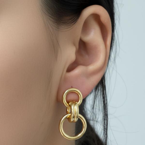 14K Gold White Gold Dipped Link Drop Earrings