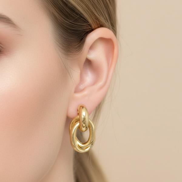 14K Gold White Gold Dipped Link Drop Earrings