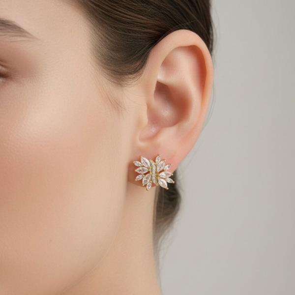 14K White Gold Dipped Marquise CZ Stud Earring
