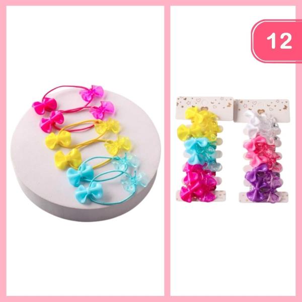 Plastic Bow Ponytail Set (12 Units)