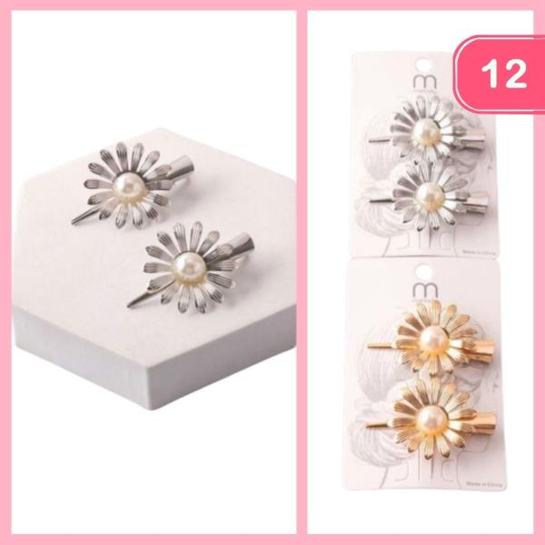 Daisy Pearl Hair Clips (12 Units)