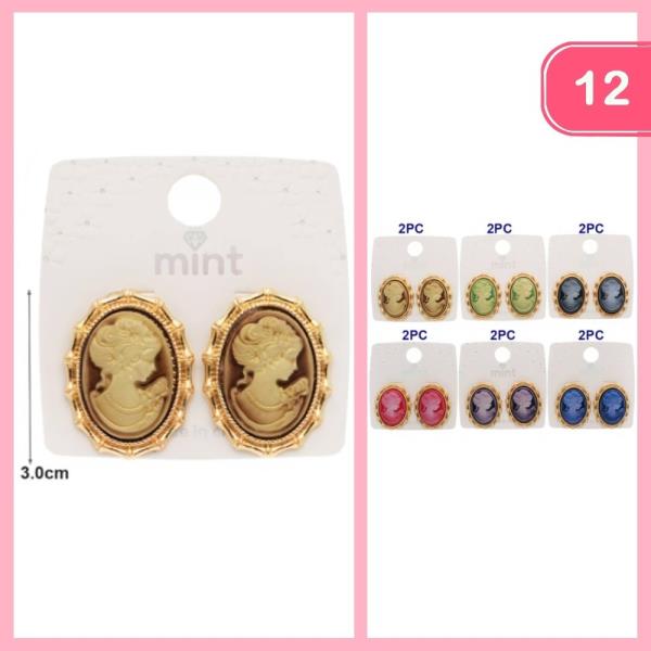 Vintage Style Stud Earrings (12 Units)