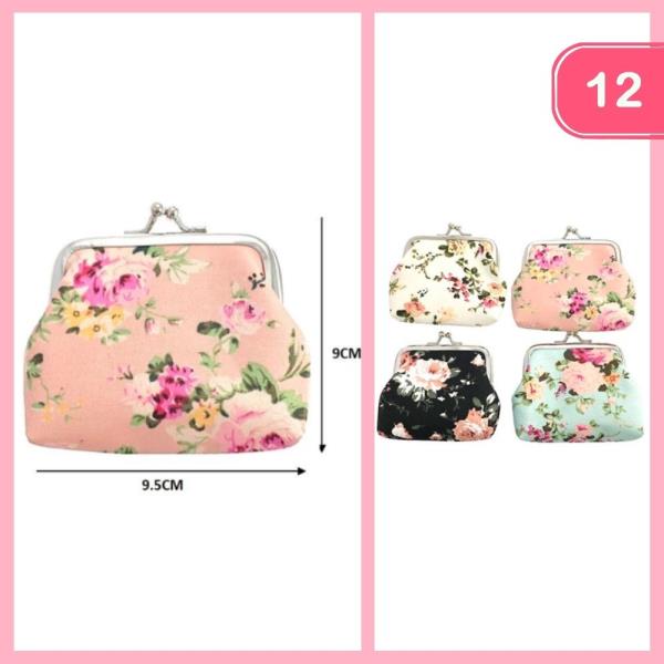 Floral Print Coin Purse Lock Clasp (12 Units)