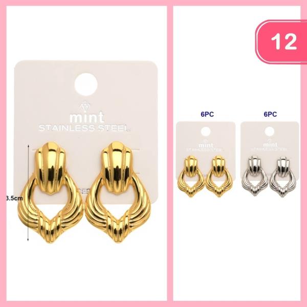 Stainless Steel Door Knocker Earrings (12 Units)
