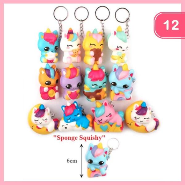 Unicorn Sponge Squishy Keychain (12 Units)