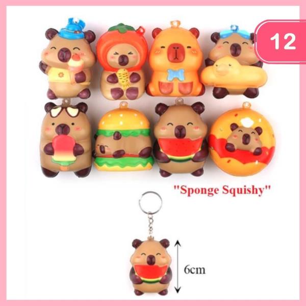 Capybara Sponge Squishy Keychain (12 Units)
