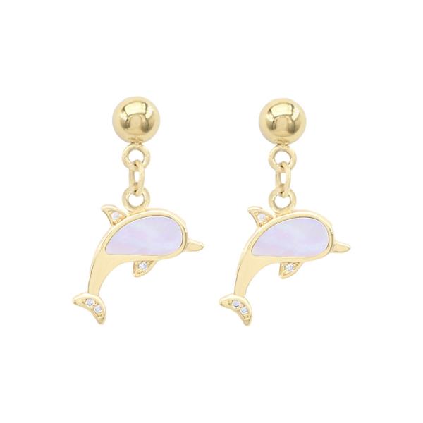 Dolphin MOP Pendant Stainless Steel Post Earring