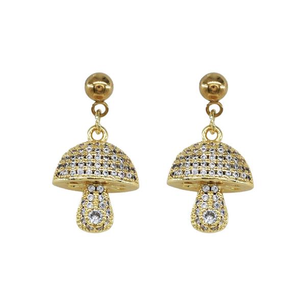 CZ Mushroom Stainless Steel Post Earring