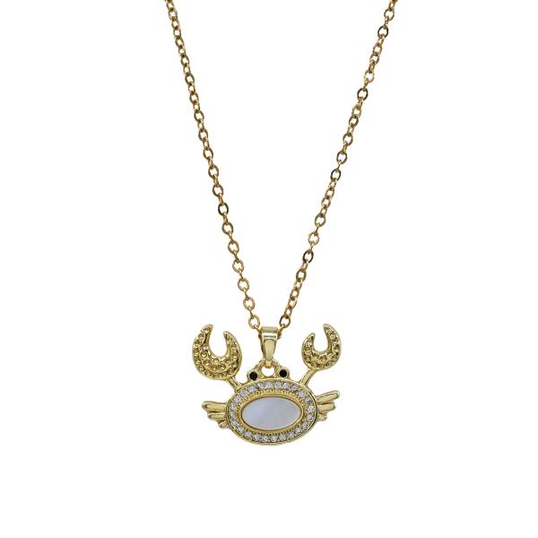 CZ CRAB STAINLESS STEEL  NECKLACE