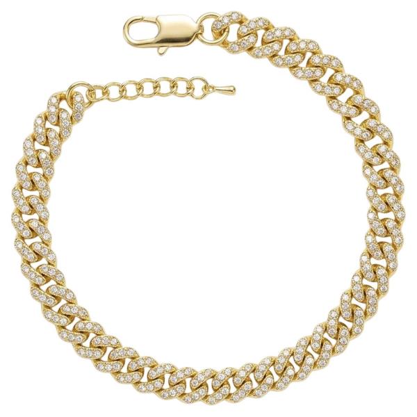 Brass Rhinestone Chain Bracelet