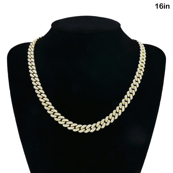 Brass Rhinestone Chain Necklace